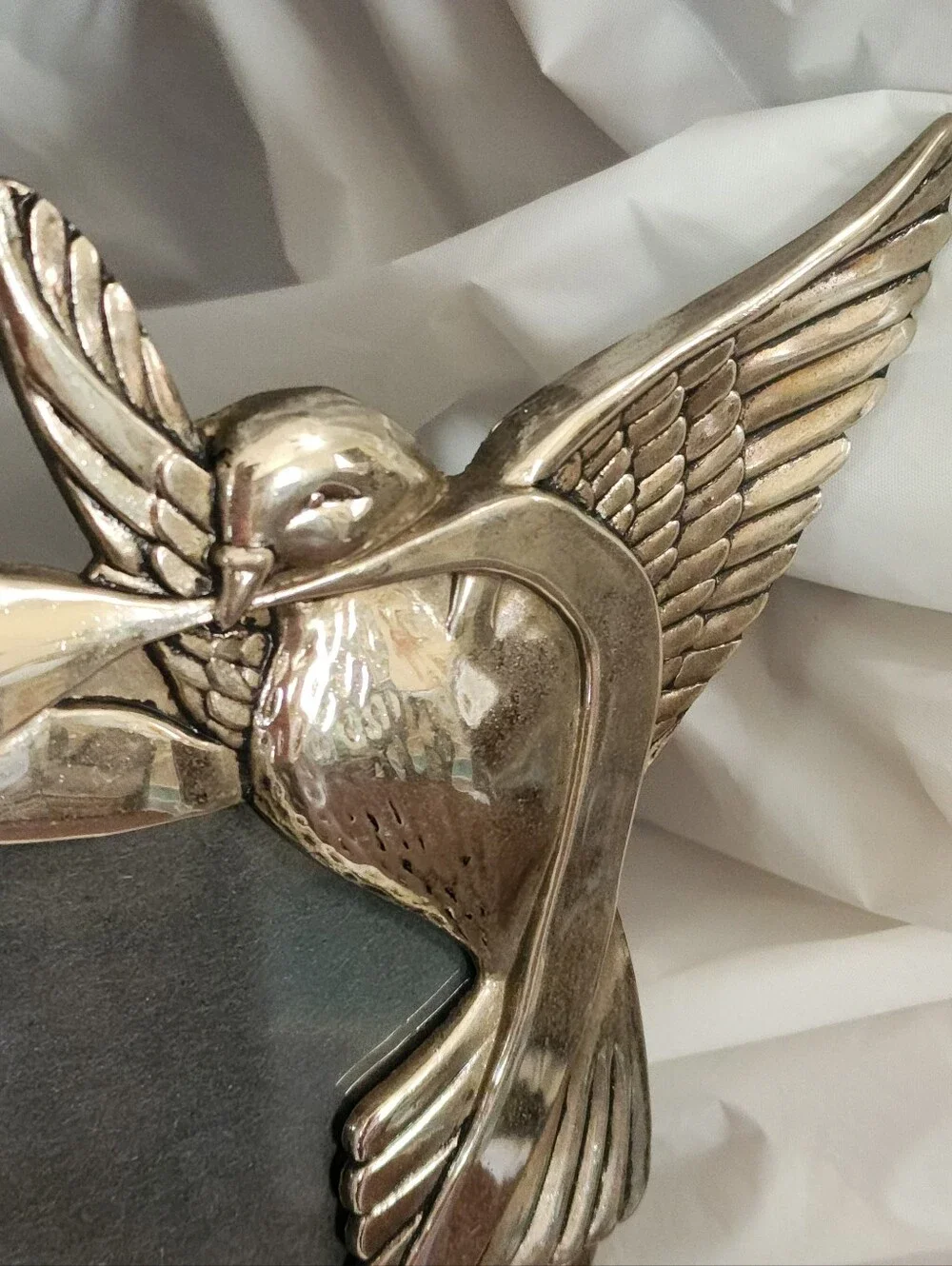 Vtg Internatl Silver Co. - Metal Bird/Rose Picture Frame - insert: 4 1/2 x 6 1/2